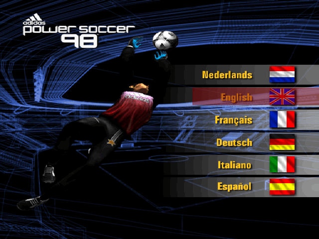 Adidas Power Soccer '98 title screen for Playstation